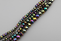 Black Aurora Borealis Faceted Glass Bead Strand 4 Sizes