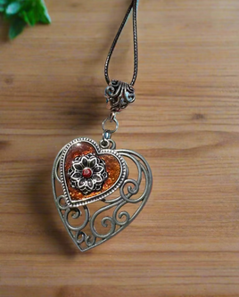 Silvertone Double Heart Necklace