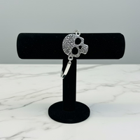 Skull Silvertone Bangle Bracelet with Clasp