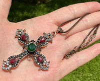 Victorian/Goth Cross Pendant & Necklace