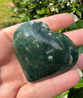 Moss Agate Carved Heart #2