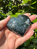 Moss Agate Carved Heart #6