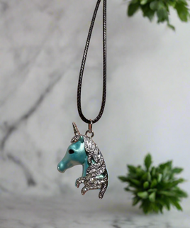 Blue and Silver Unicorn Pendant
