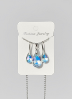 Silvertone Water Drop Jewelry Set