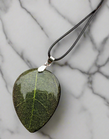 Green Leaf In Resin Necklace