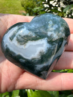 Moss Agate Carved Heart #1