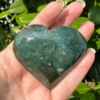 Moss Agate Carved Heart #4