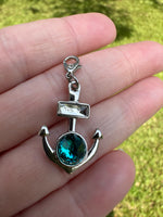 Silvertone Anchor Pendant/Clip Necklace