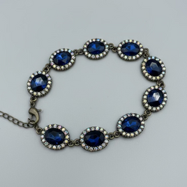 Oval Blue Faceted Acrylic Stone Metal Bracelet