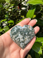 Moss Agate Carved Heart #3