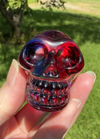 Red & Blue Glass Skull