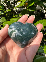 Moss Agate Carved Heart #5