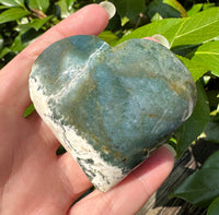 Moss Agate Carved Heart #7
