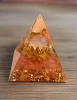 Gold & Peach/Pink Lotus Flower Orgonite Pyramid #16