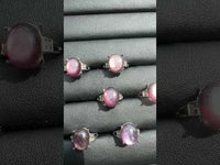 Natural Lepidolite Adjustable Stainless Steel Ring – Oval Purple Gemstone Crystal Ring