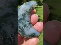 Moss Agate Carved Moon #1