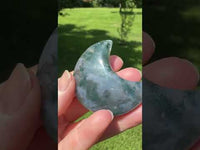 Moss Agate Carved Moon #4