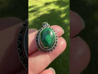 Malachite Oval Filigree Pendant