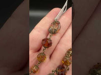 Amber & Champagne Faceted Glass Bead Strand with Antique Brass-Tone Metal
