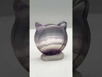 Cat Head Shape Rainbow Fluorite Bowl Carving #2