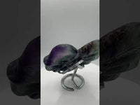 Rainbow Fluorite Decorative Carved Heart with Stand #4