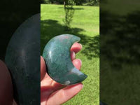Moss Agate Carved Moon #7