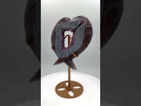 Amethyst Agate Heart Wings Carving with Stand #2