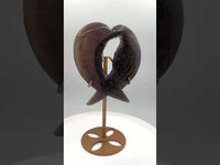 Amethyst Agate Heart Wings Carving with Stand #1