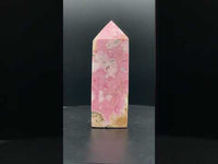 Rhodochrosite Four-Sided Tower #7 – Pink & Cream Natural Mineral Patterns