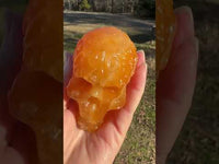 Orange Calcite Skull Carving #4