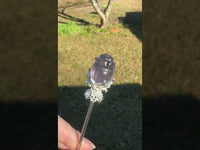 Fluorite Rose Silvertone Metal Hairpin/Scepter #6