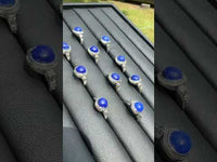 Natural Lapis Lazuli Adjustable Stainless Steel Ring – Round Blue Cabochon Crystal Ring
