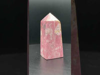 Rhodochrosite Four-Sided Tower #3 – Rose Pink, Cream & Tan Polished Crystal Point