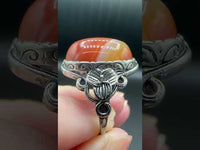 Vintage Style Carnelian Stainless Steel Adjustable Ring #8