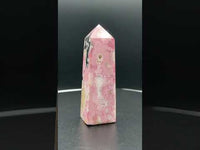 Rhodochrosite Four-Sided Tower #2 – Pink, Cream & Black Matrix Polished Crystal Point