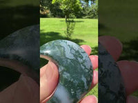 Moss Agate Carved Moon #6