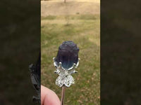 Fluorite Rose Silvertone Metal Hairpin/Scepter #2