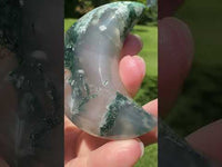 Moss Agate Carved Moon #3