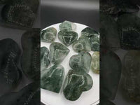 Green Mica in Quartz Heart | Polished Natural Crystal Heart | Green Mica Quartz Pocket Stone