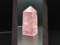 Rhodochrosite Four-Sided Tower #5 – Pink, Cream & Dark Matrix Crystal Point