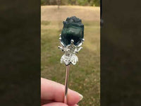 Fluorite Rose Silvertone Metal Hairpin/Scepter #4