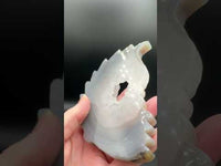 Druzy Agate Geode Indigenous-Inspired Profile Headdress Carving #1