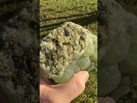 Prehnite mixed with Green Tourmaline Raw Specimen #10