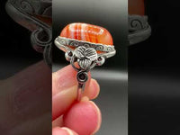 Vintage Style Carnelian Stainless Steel Adjustable Ring #1