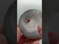 Druzy Agate Geode Carved Moon