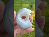 Druzy Agate Geode Carved Moon
