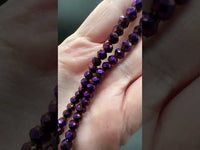 Metallic Plum Purple Faceted Glass Bead Strand – Round Coated Glass Beads for Jewelry Making