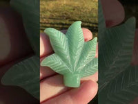 Green Aventurine Cannabis Leaf Carving #5