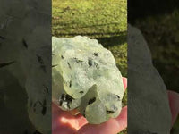 Prehnite mixed with Green Tourmaline Raw Specimen #11