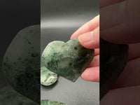 Green Mica in Quartz Heart | Polished Natural Crystal Heart | Green Mica Quartz Pocket Stone